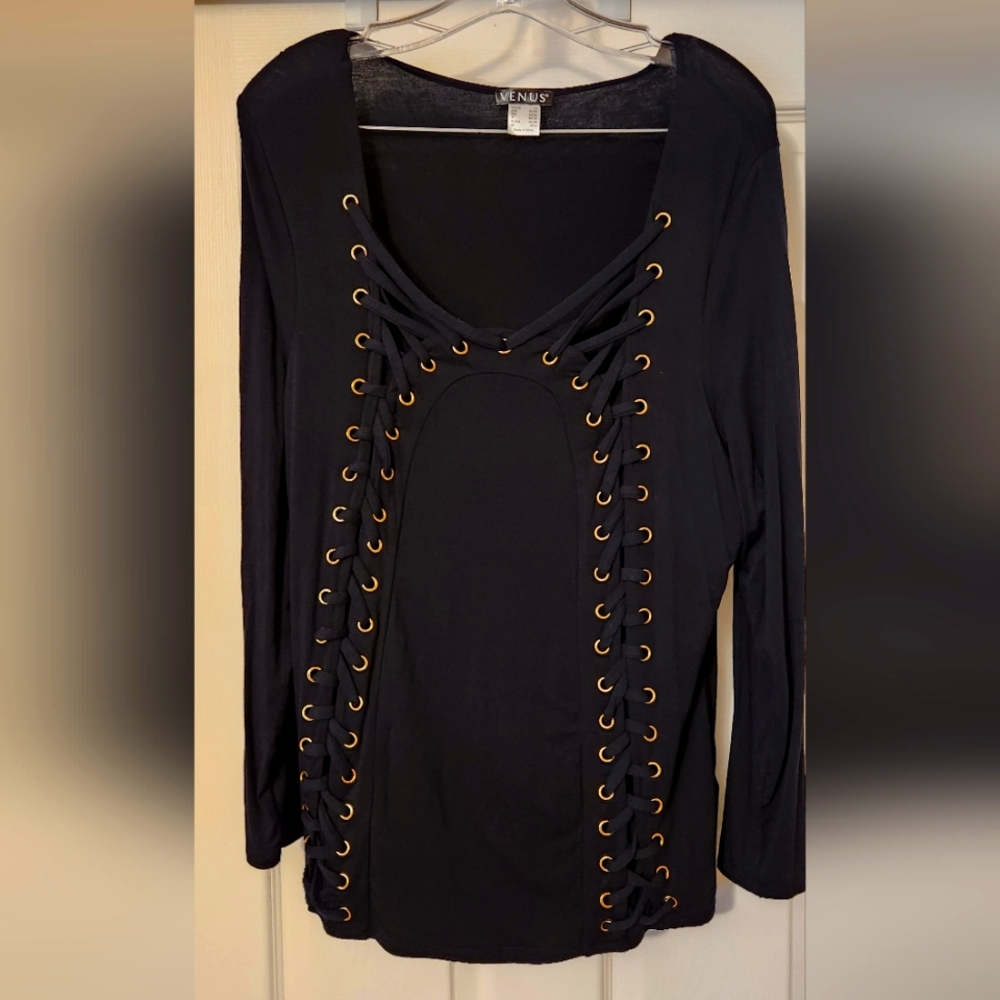 Venus black long sleeve blouse